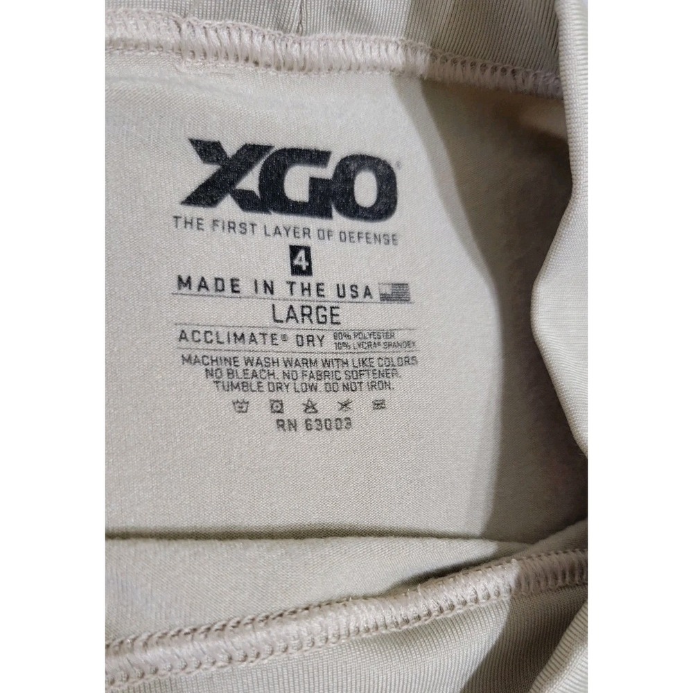 XGO Shirt Mens Large Beige Crew Neck Acclimate Dry Base Layer Made USA 1446 - Picture 7 of 8